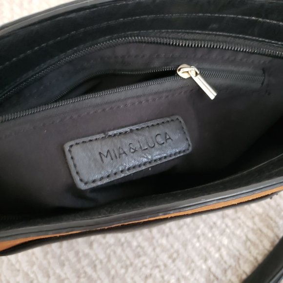 Mia & Luca vegan medium shoulder bag in black and brown - Picture 7 of 10